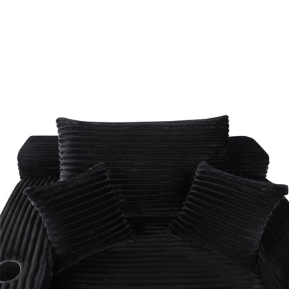 NEW Convertible Chaise Lounge Chair Plush with Wide Armrest & Throw Pillows, Cozy Boneless Sleeper Sofa Bed Armchair, with cup holder,for Living Room, Bedroom, No Assembly Required,Black image 10
