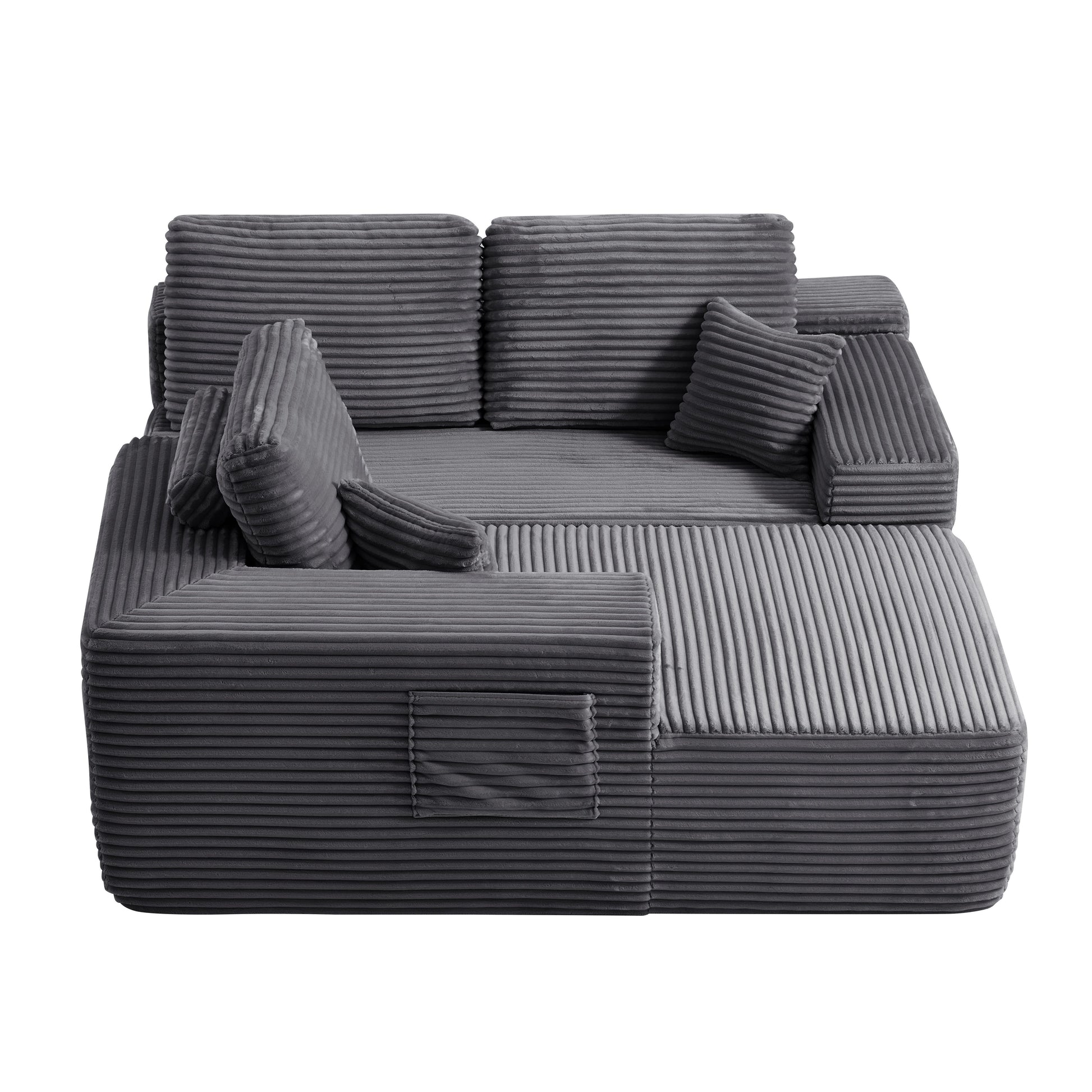 104" Cloud Sectional Sofa with L-Shape Chaise and Side Pockets, Modern Modular Design, Deep Seating, Upholstered Couch for Living Room/Bedroom, No Assembly Required (Plush Fabric), Grey, Left-facing image 10