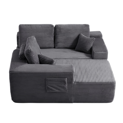 104" Cloud Sectional Sofa with L-Shape Chaise and Side Pockets, Modern Modular Design, Deep Seating, Upholstered Couch for Living Room/Bedroom, No Assembly Required (Plush Fabric), Grey, Left-facing image 10