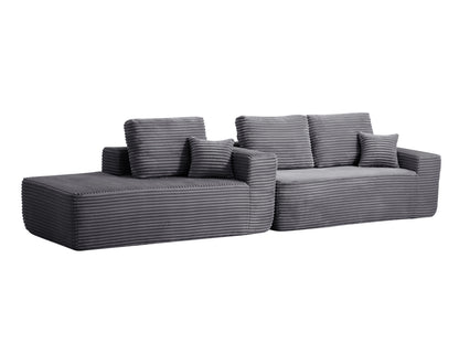 104" Cloud Sectional Sofa with L-Shape Chaise and Side Pockets, Modern Modular Design, Deep Seating, Upholstered Couch for Living Room/Bedroom, No Assembly Required (Plush Fabric), Grey, Left-facing image 11