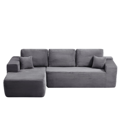 104" Cloud Sectional Sofa with L-Shape Chaise and Side Pockets, Modern Modular Design, Deep Seating, Upholstered Couch for Living Room/Bedroom, No Assembly Required (Plush Fabric), Grey, Left-facing image 6