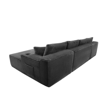 126" Cloud Sectional Sofa with U-Shape Chaise and Side Pockets and Cup holder, Modern Modular Design, Deep Seating, Upholstered Couch for Living Room/Bedroom, No Assembly Required (Plush)grey image 10
