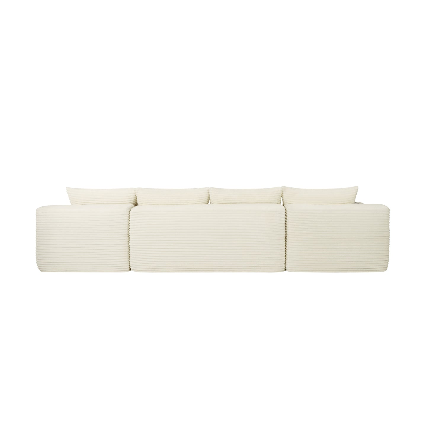 134" Cloud Sectional Sofa with U-Shape Chaise and Side Pockets and Cup holder, Modern Modular Design, Deep Seating, Upholstered Couch for Living Room/Bedroom, No Assembly Required (Plush)Beige image 7