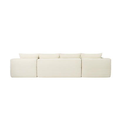 134" Cloud Sectional Sofa with U-Shape Chaise and Side Pockets and Cup holder, Modern Modular Design, Deep Seating, Upholstered Couch for Living Room/Bedroom, No Assembly Required (Plush)Beige image 7