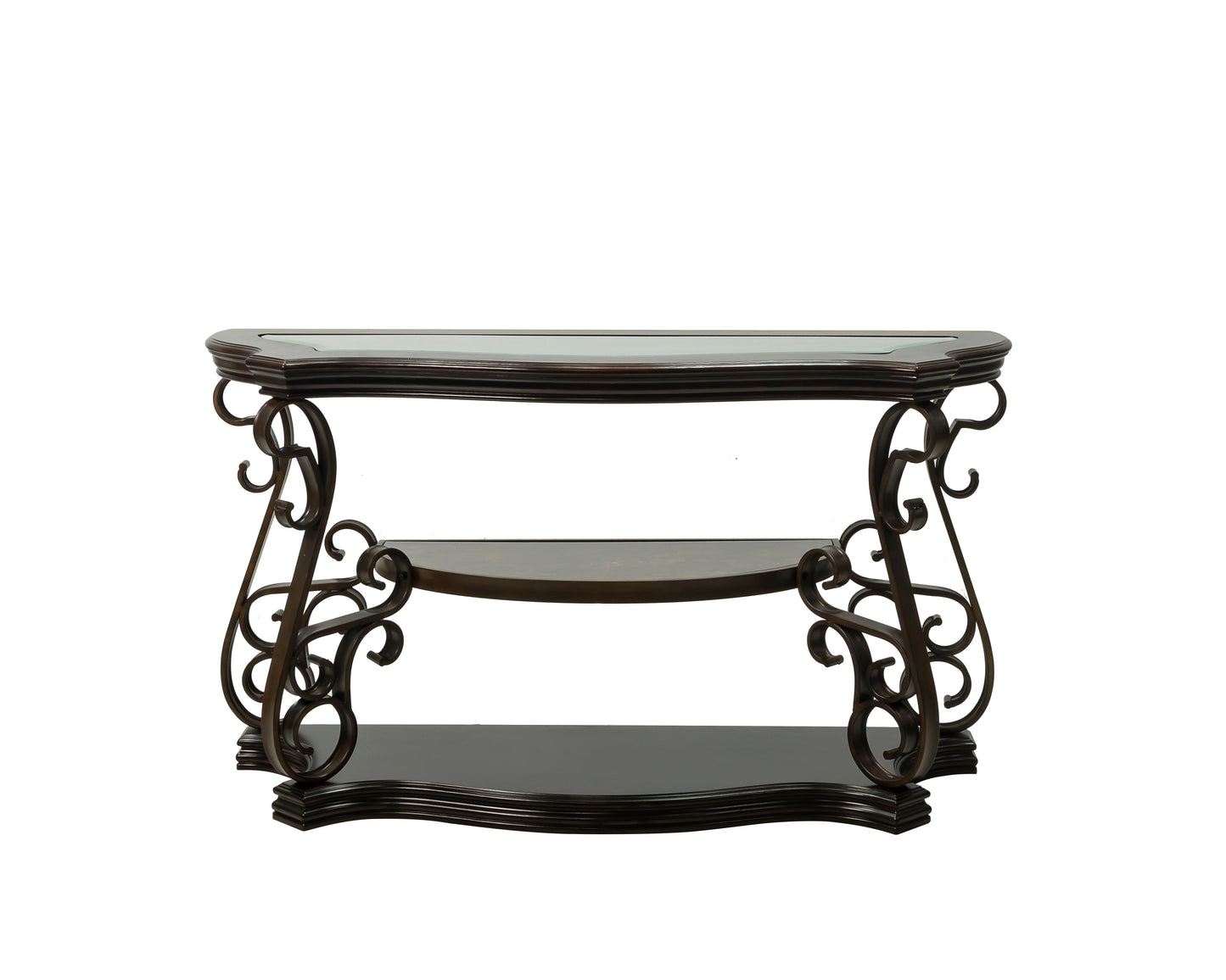 Sofa Table, Glass table top, MDF W/marble paper middle shelf, powder coat finish metal legs. (54"Lx20"Wx30"H) image 12