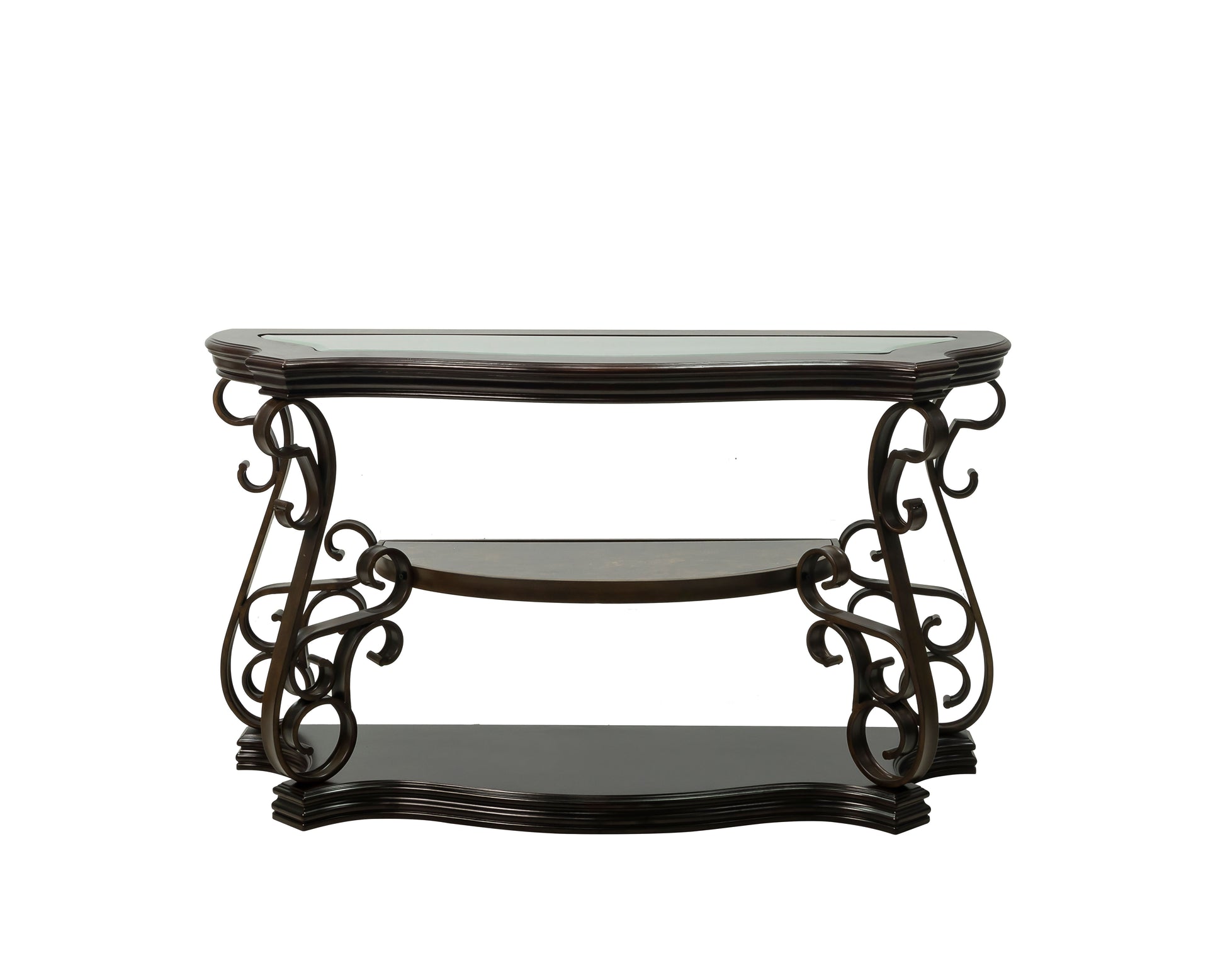 Sofa Table, Glass table top, MDF W/marble paper middle shelf, powder coat finish metal legs. (54"Lx20"Wx30"H) image 12