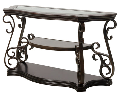 Sofa Table, Glass table top, MDF W/marble paper middle shelf, powder coat finish metal legs. (54"Lx20"Wx30"H) image 7