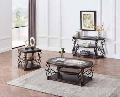Sofa Table, Glass table top, MDF W/marble paper middle shelf, powder coat finish metal legs. (54"Lx20"Wx30"H) image 9
