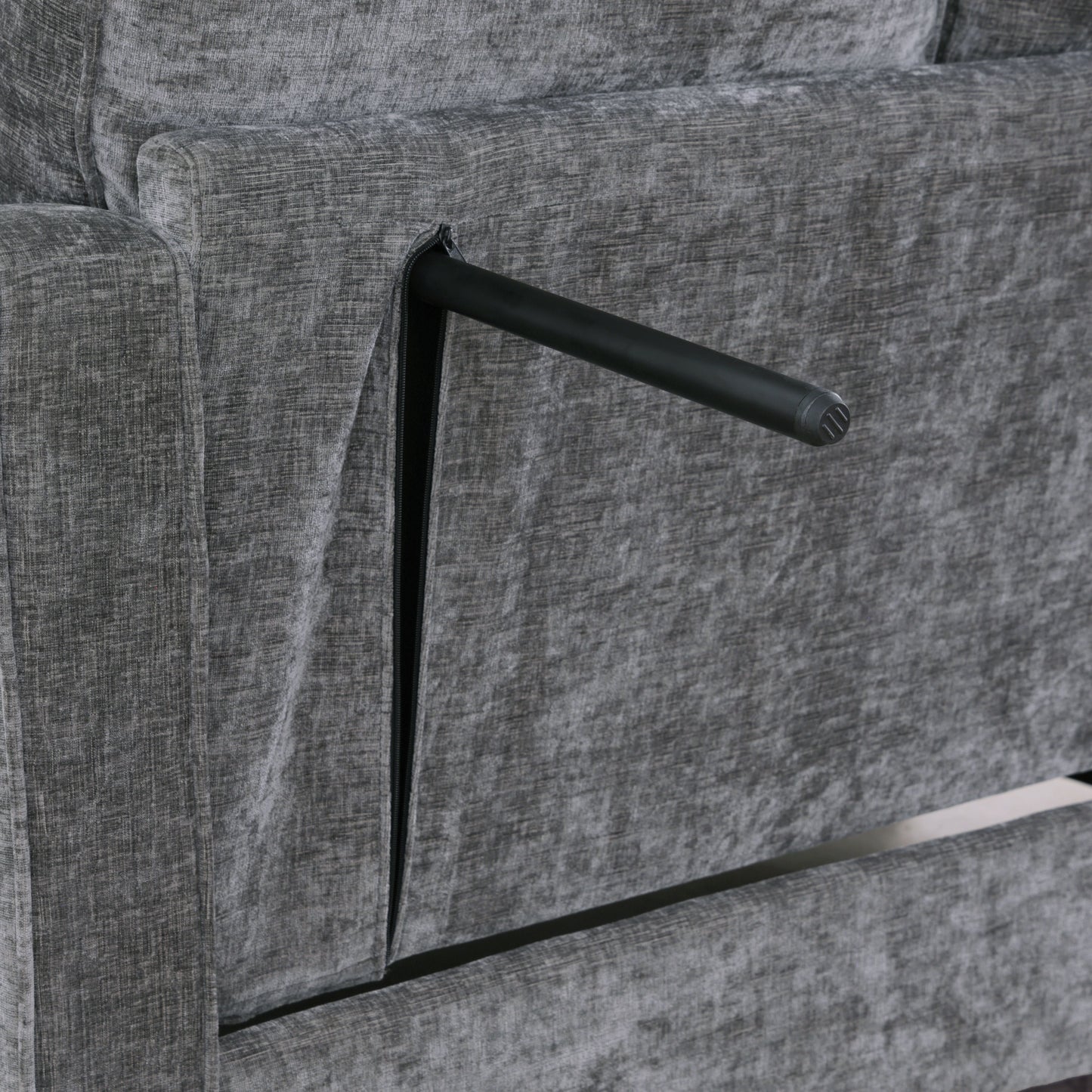 Two-seater sofa, double sofa chaise longue, with irregular armrests and backrests, footrest with storage space, comes with two small throw pillows, suitable for living room and bedroom - Grey image 6
