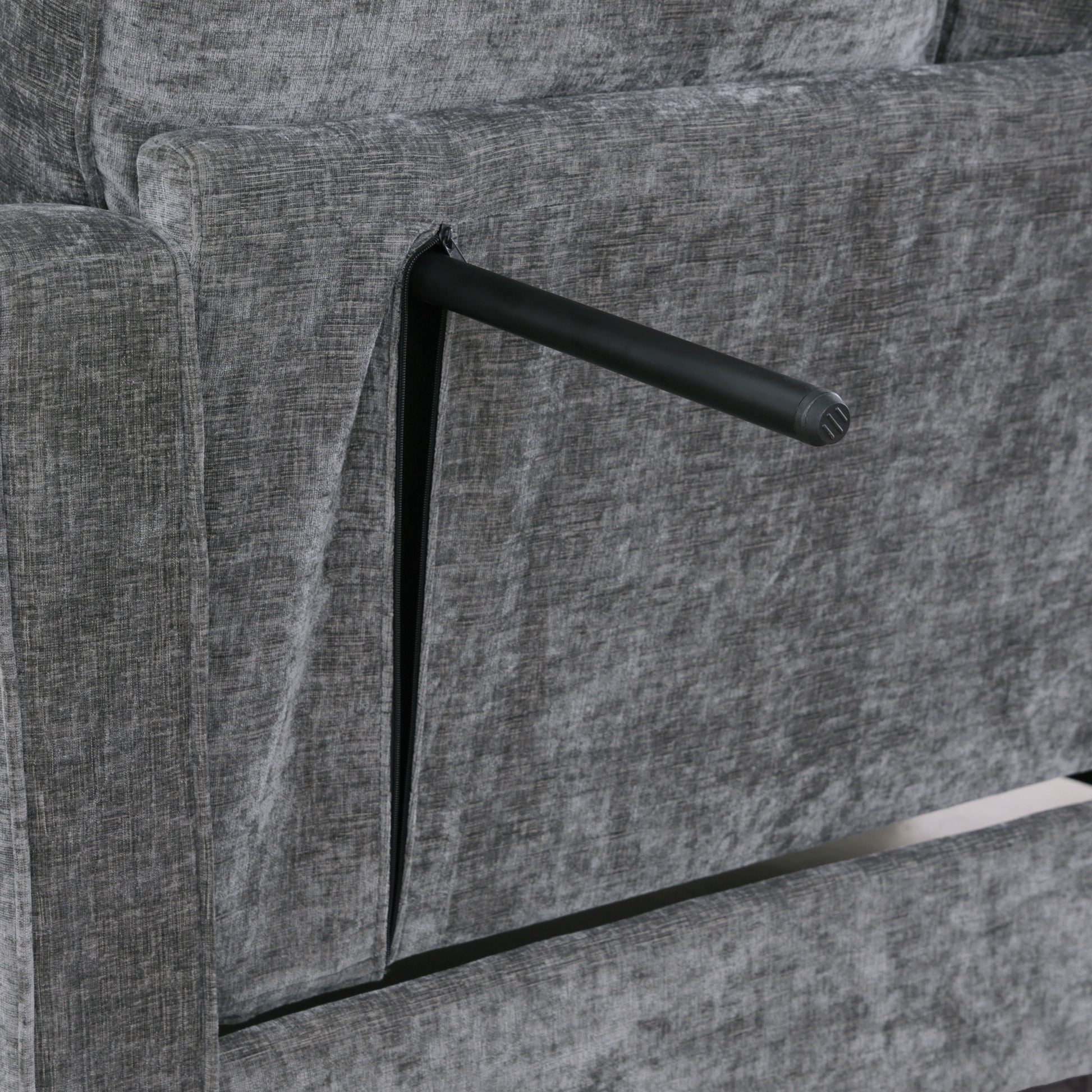 Two-seater sofa, double sofa chaise longue, with irregular armrests and backrests, footrest with storage space, comes with two small throw pillows, suitable for living room and bedroom - Grey image 6