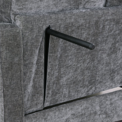 Two-seater sofa, double sofa chaise longue, with irregular armrests and backrests, footrest with storage space, comes with two small throw pillows, suitable for living room and bedroom - Grey image 6