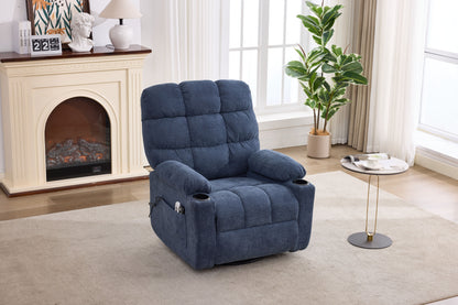 Heat Massage Electric Recliner Chair with Rocker and Swivel in Fabric for Living Room, Blue image 10