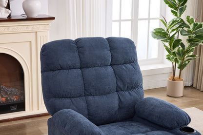 Heat Massage Electric Recliner Chair with Rocker and Swivel in Fabric for Living Room, Blue image 11