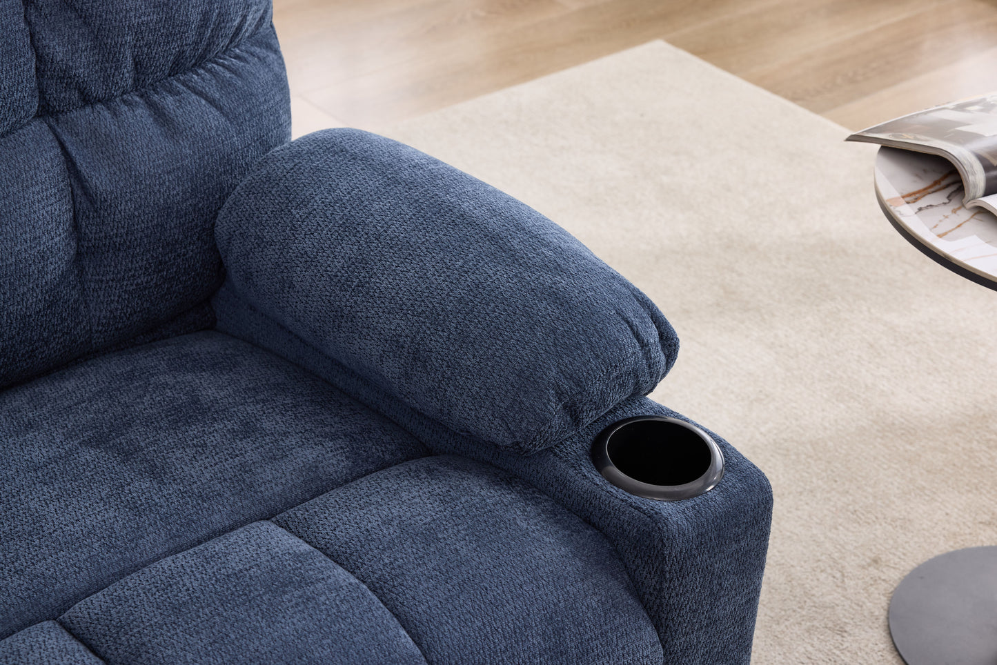 Heat Massage Electric Recliner Chair with Rocker and Swivel in Fabric for Living Room, Blue image 12