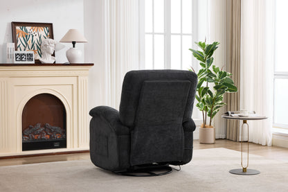Hot massage manual lounge chair, with rocker arms and rotating fabric, with cup bucket, for living room, black image 12