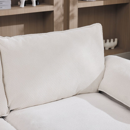 70.87" Black & White Two-Tone L Shaped Cloud Sofa, Modular Sectional with Ottoman, 2-Seat Chenille Deep Seat and Pillow – Perfect for Living Room, Bedroom, Apartment image 11