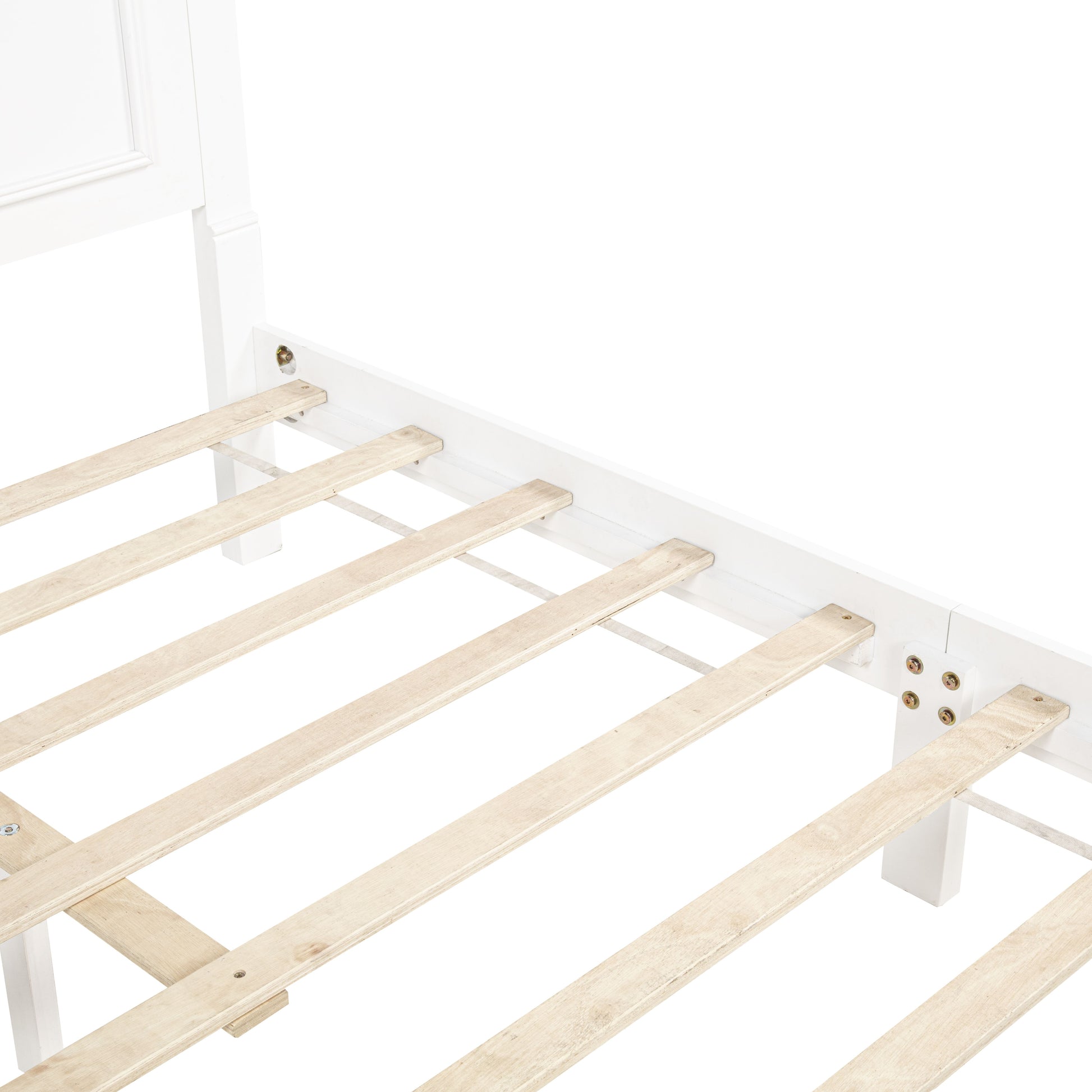 Queen Size Bed with Tall-Panel Headboard & Footboard, 2 Storage Drawers, Built-in LED Lights, USB Charging Station, Pinewood Bed with Strengthened Bed Frame,White image 7