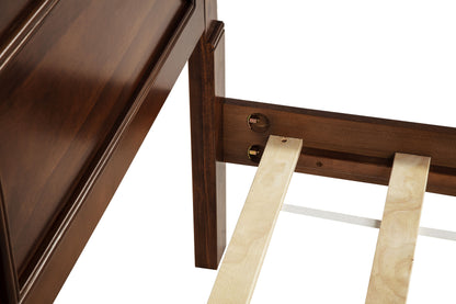 Queen Size Bed with Tall-Panel Headboard & Footboard, 2 Storage Drawers, Built-in LED Lights, USB Charging Station, Pinewood Bed with Strengthened Bed Frame,Walnut image 10