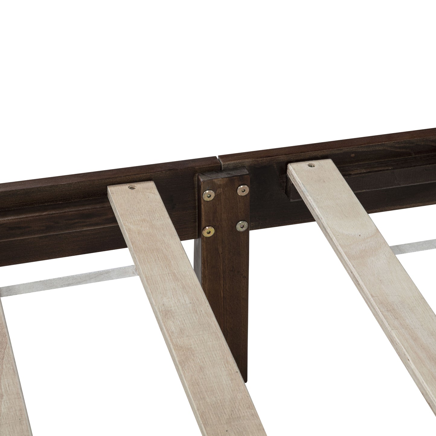 Traditional Style Queen Size Bed with Headboard and Footboard, Pinewood Bed with Strengthened Bed Frame,Walnut image 2