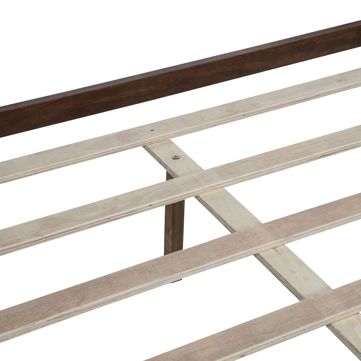Traditional Style Queen Size Bed with Headboard and Footboard, Pinewood Bed with Strengthened Bed Frame,Walnut image 5