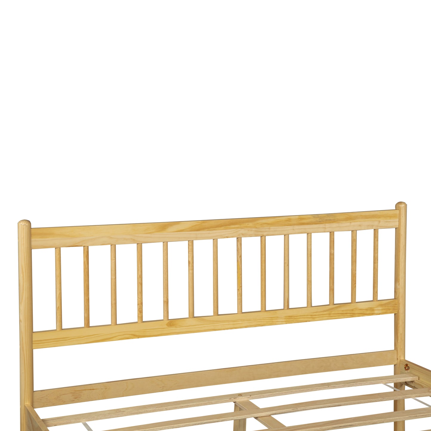 Traditional Style Queen Size Bed with Headboard and Footboard, Pinewood Bed with Strengthened Bed Frame,Walnut,Natural image 10