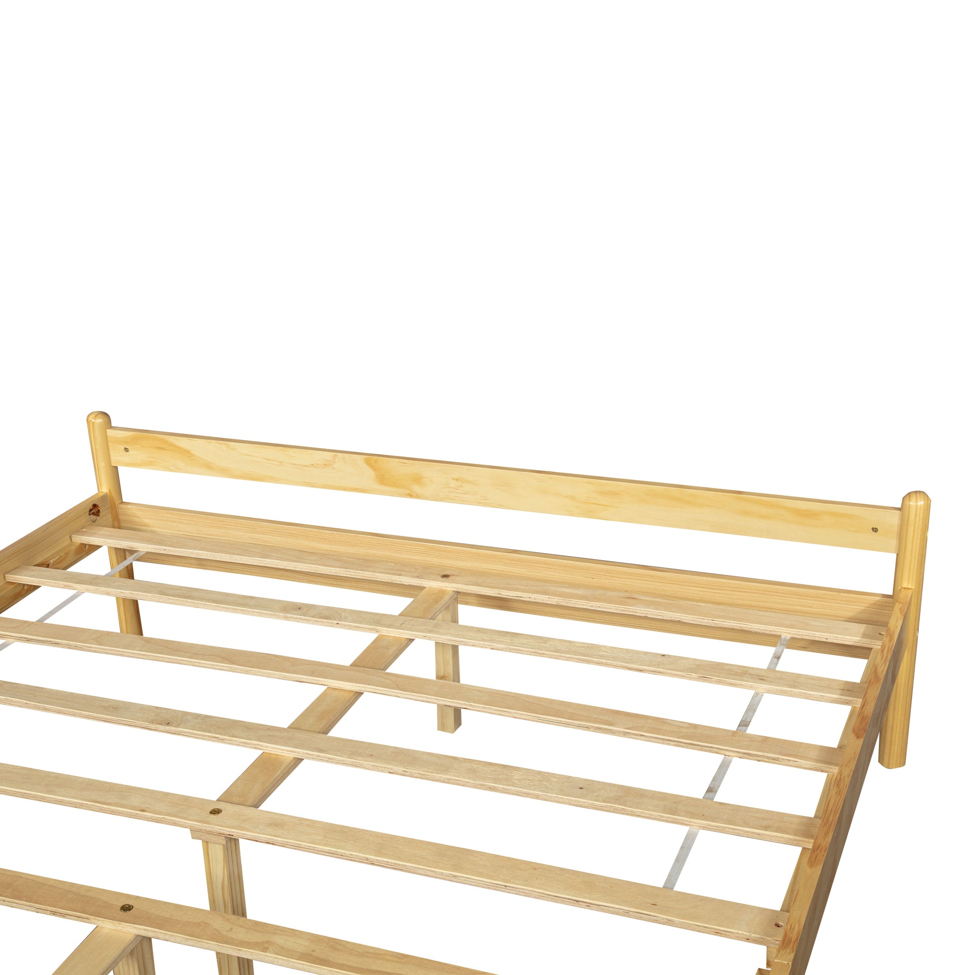 Traditional Style Queen Size Bed with Headboard and Footboard, Pinewood Bed with Strengthened Bed Frame,Walnut,Natural image 5