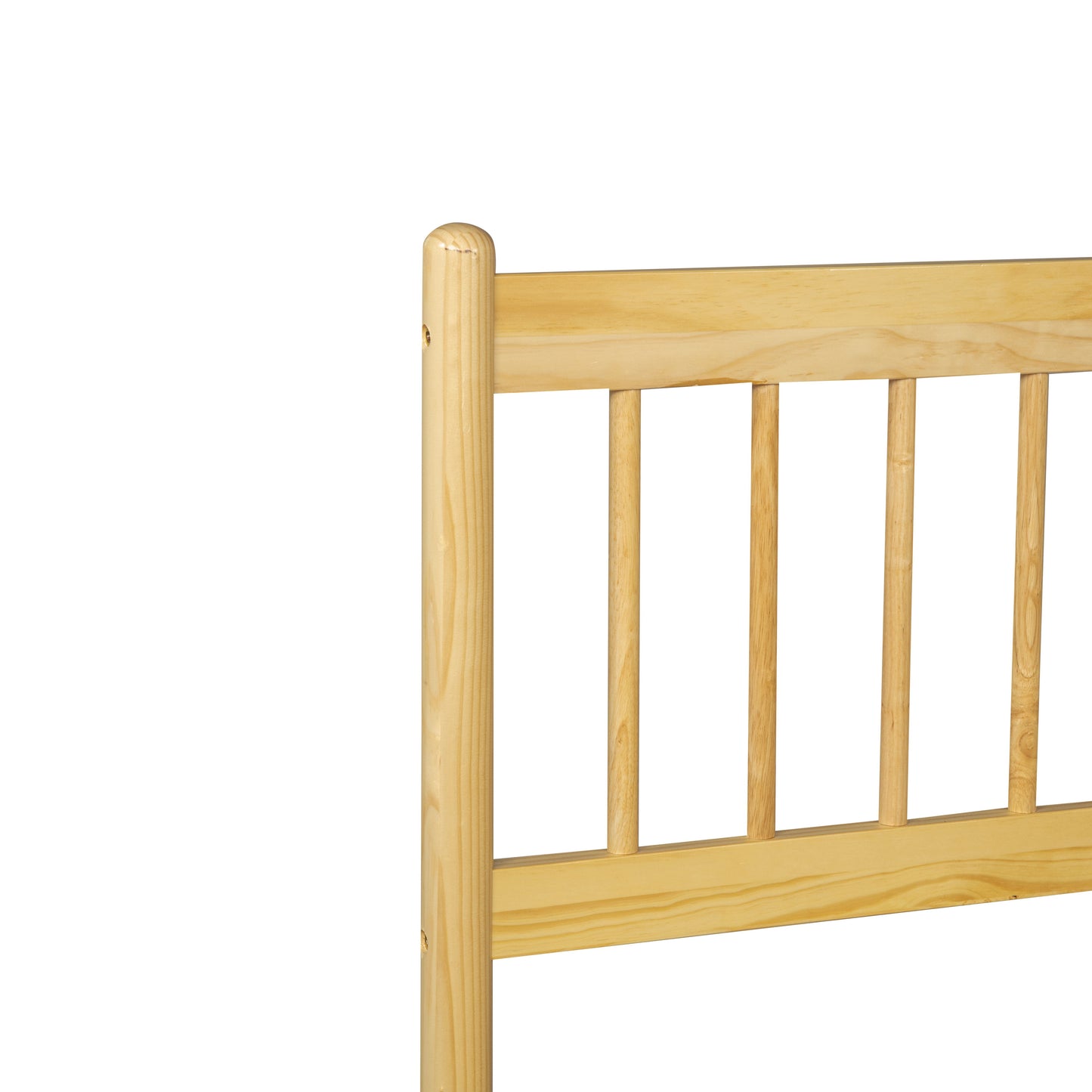 Traditional Style Queen Size Bed with Headboard and Footboard, Pinewood Bed with Strengthened Bed Frame,Walnut,Natural image 6