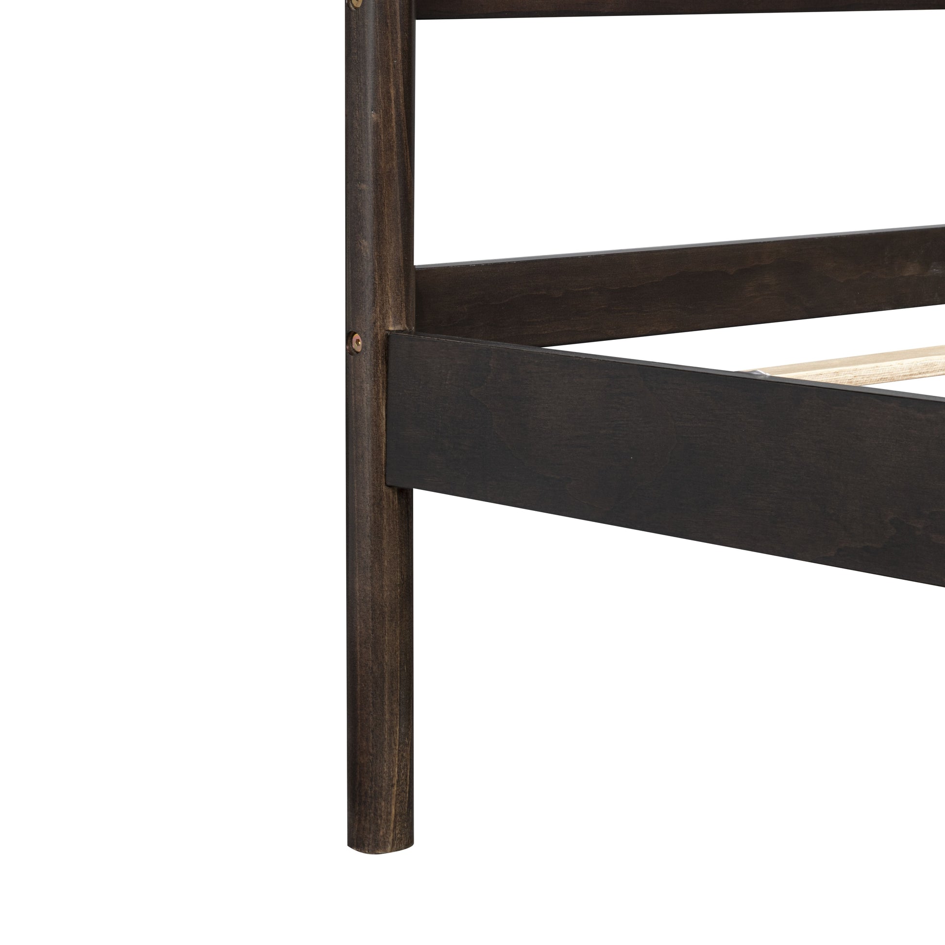 Traditional Style Queen Size Bed with Headboard and Footboard, Pinewood Bed with Strengthened Bed Frame,Brown image 10