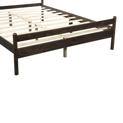 Traditional Style Queen Size Bed with Headboard and Footboard, Pinewood Bed with Strengthened Bed Frame,Brown image 12