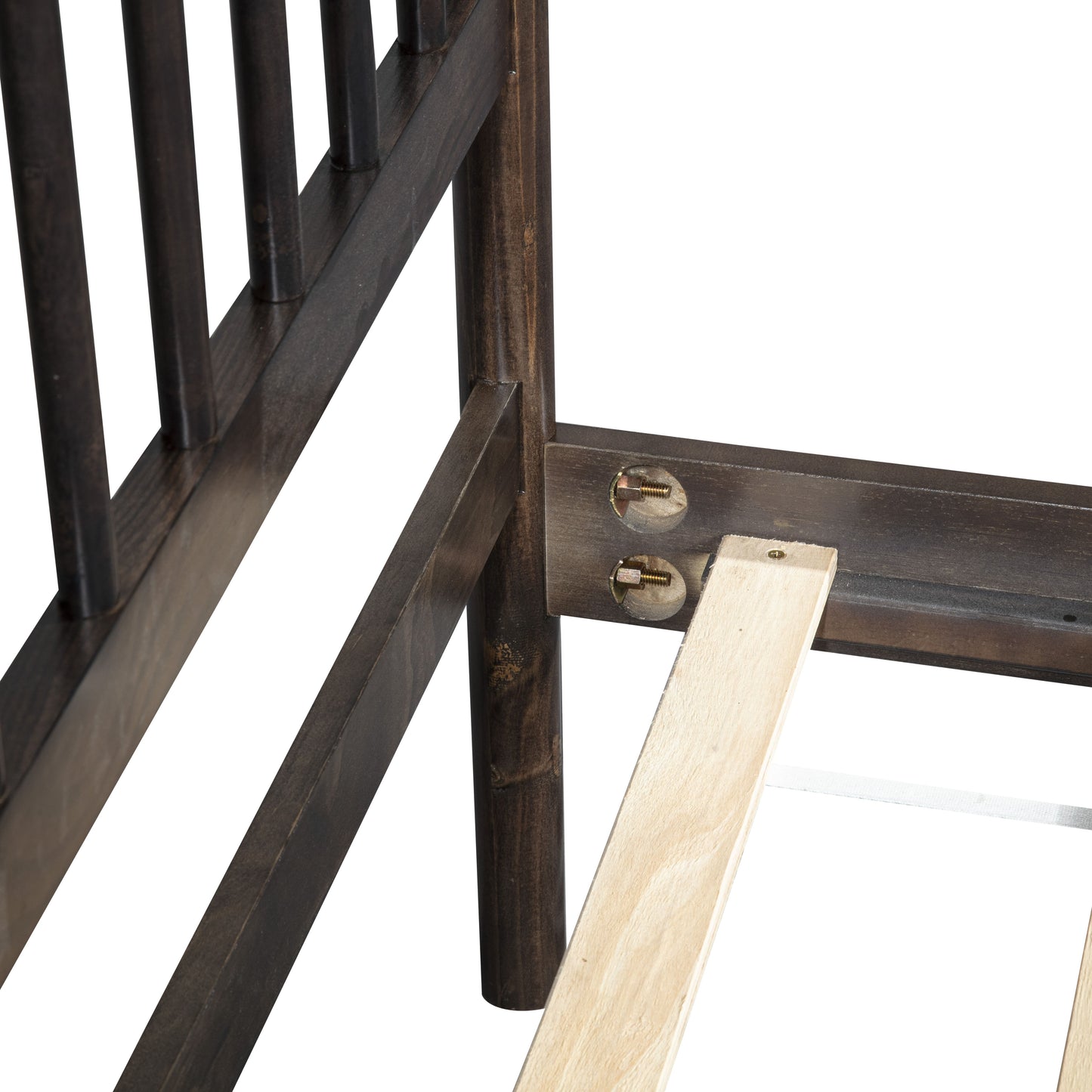 Traditional Style Queen Size Bed with Headboard and Footboard, Pinewood Bed with Strengthened Bed Frame,Brown image 3