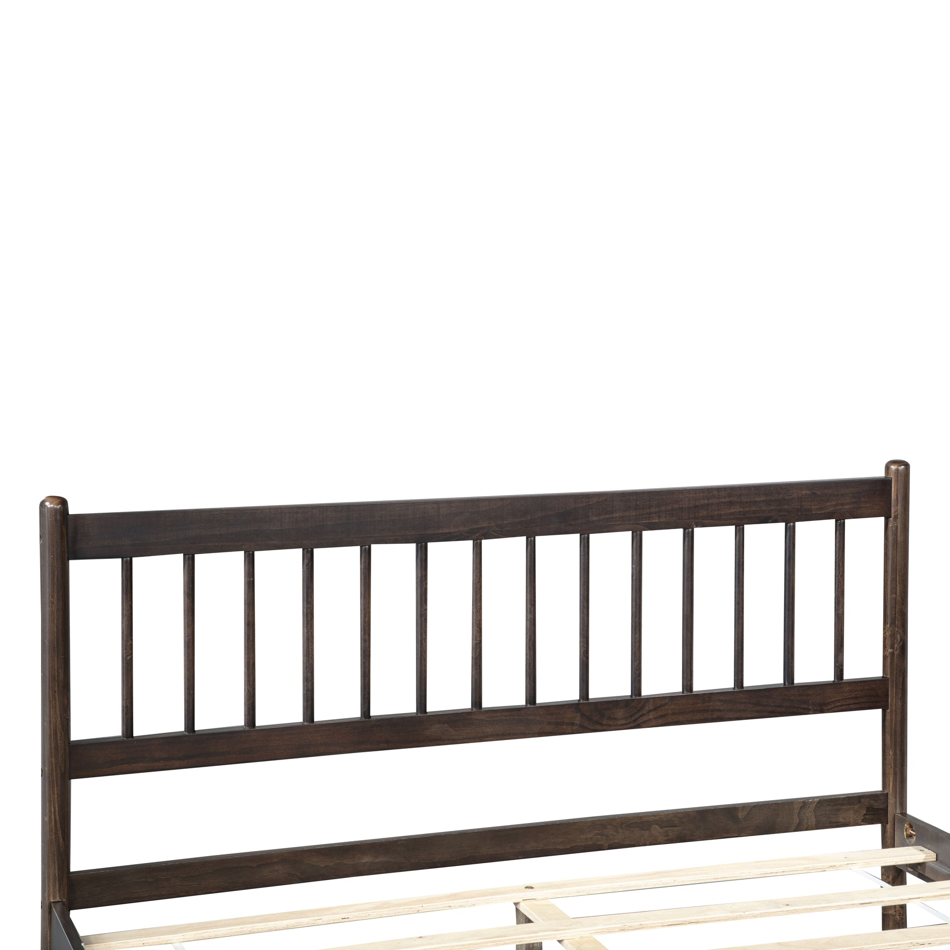 Traditional Style Queen Size Bed with Headboard and Footboard, Pinewood Bed with Strengthened Bed Frame,Brown image 7