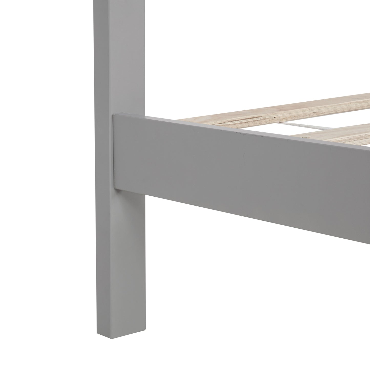 Farmhouse Style Queen Size Bed with Barn Door Designed Headboard and Footboard, Pinewood Bed with Strengthened Bed Frame,Grey image 12