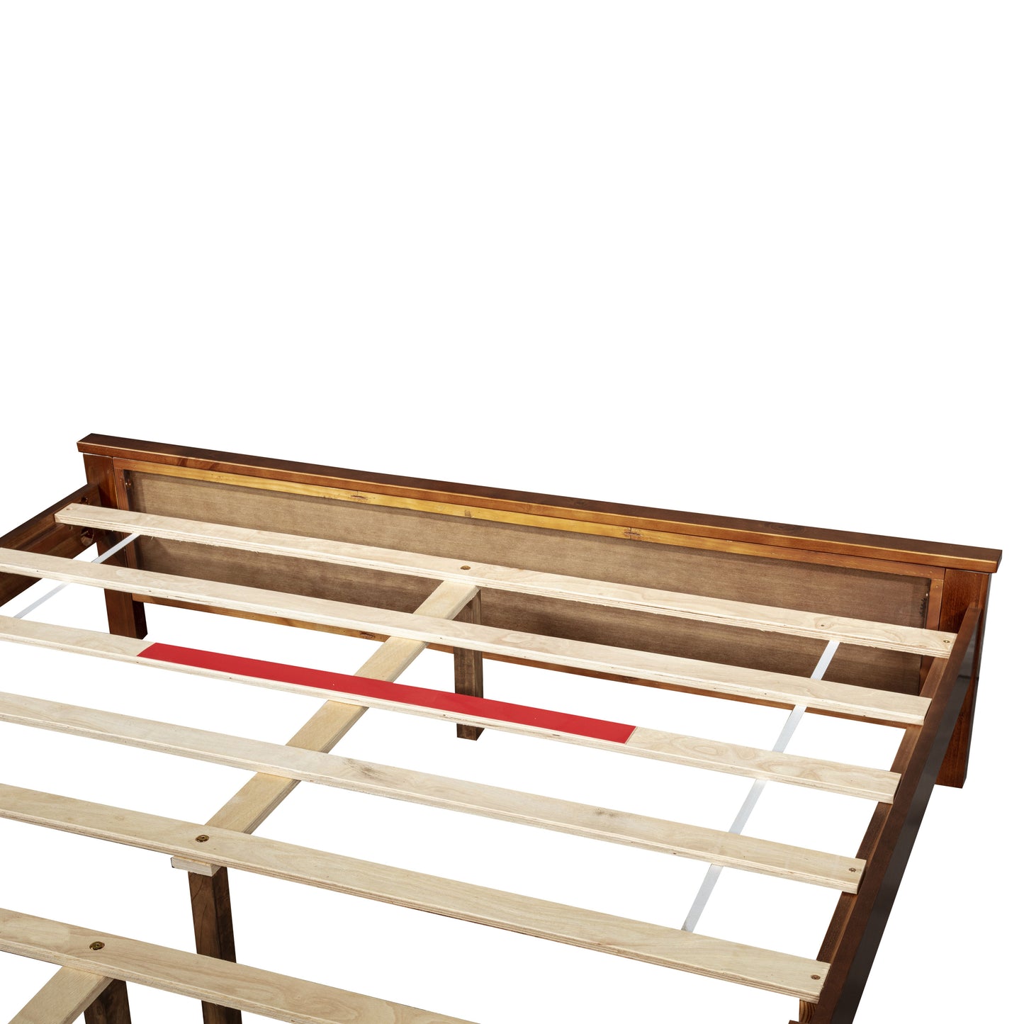 Farmhouse Style Queen Size Bed with Barn Door Designed Headboard and Footboard, Pinewood Bed with Strengthened Bed Frame,Walnut image 3