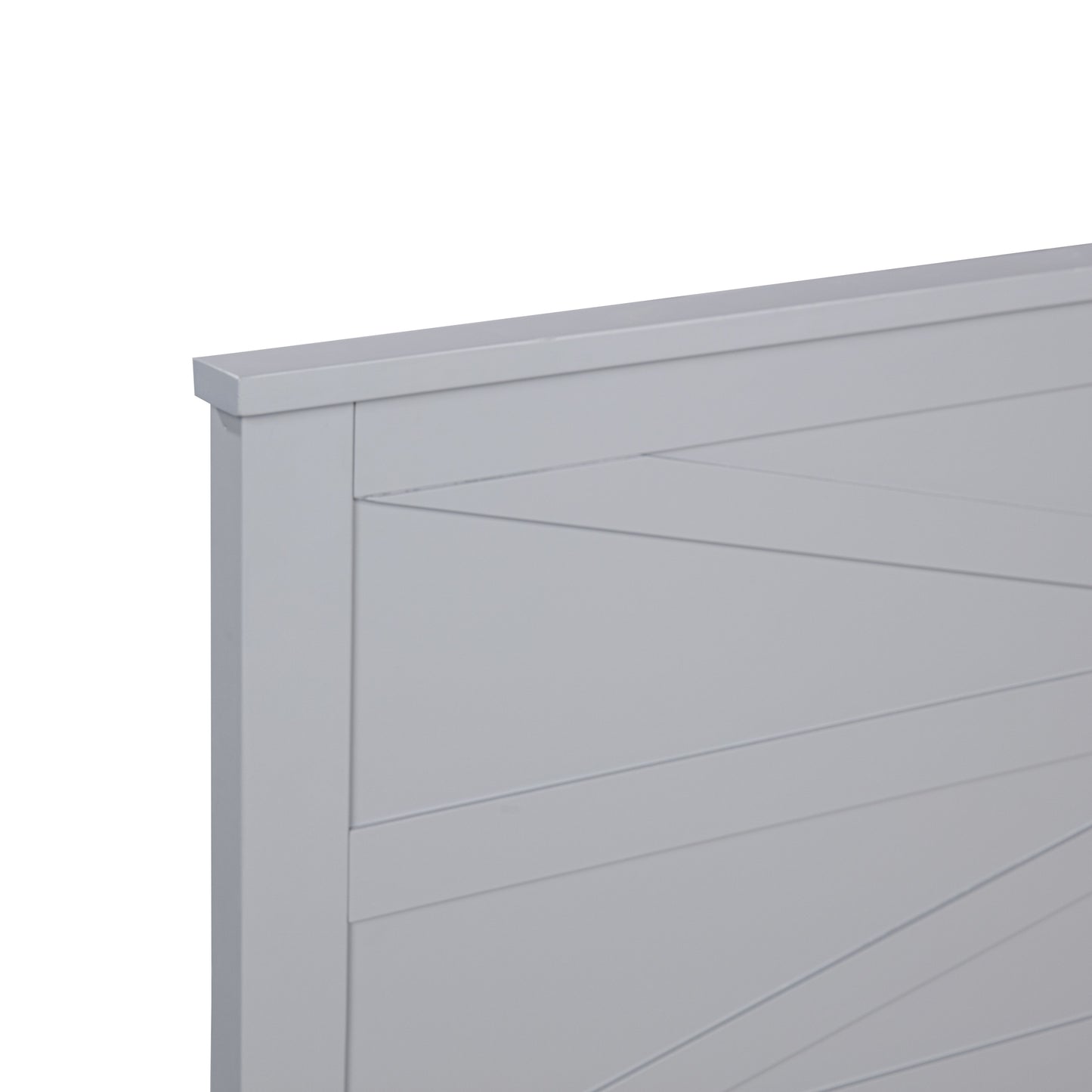 Farmhouse Style King Size Bed with Barn Door Designed Headboard and Footboard, Pinewood Bed with Strengthened Bed Frame,Grey image 10