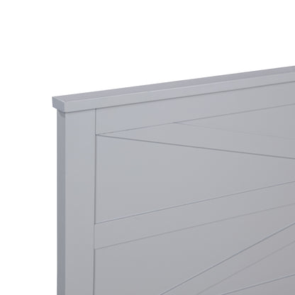 Farmhouse Style King Size Bed with Barn Door Designed Headboard and Footboard, Pinewood Bed with Strengthened Bed Frame,Grey image 10