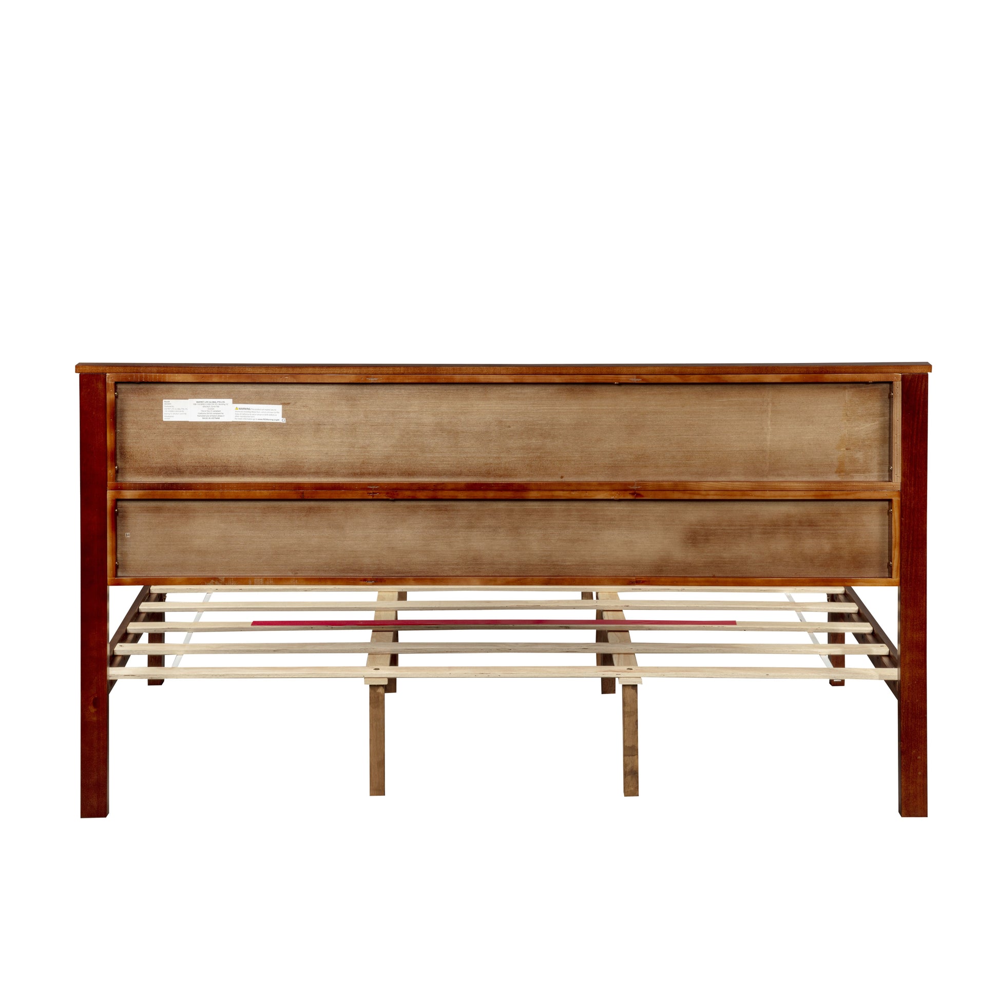 Farmhouse Style King Size Bed with Barn Door Designed Headboard and Footboard, Pinewood Bed with Strengthened Bed Frame,Walnut image 10