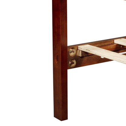 Farmhouse Style King Size Bed with Barn Door Designed Headboard and Footboard, Pinewood Bed with Strengthened Bed Frame,Walnut image 8