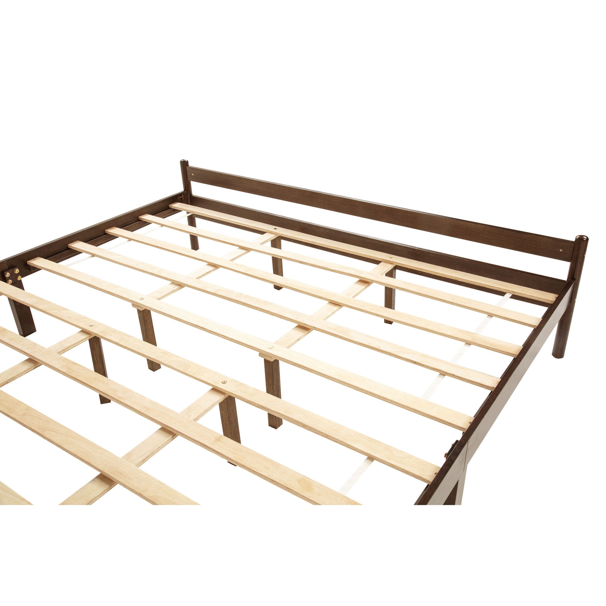 Traditional Style King Size Bed with Headboard and Footboard, Pinewood Bed with Strengthened Bed Frame,Walnut image 3