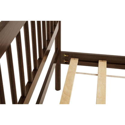 Traditional Style King Size Bed with Headboard and Footboard, Pinewood Bed with Strengthened Bed Frame,Walnut image 6