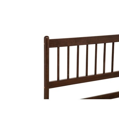 Traditional Style King Size Bed with Headboard and Footboard, Pinewood Bed with Strengthened Bed Frame,Walnut image 8