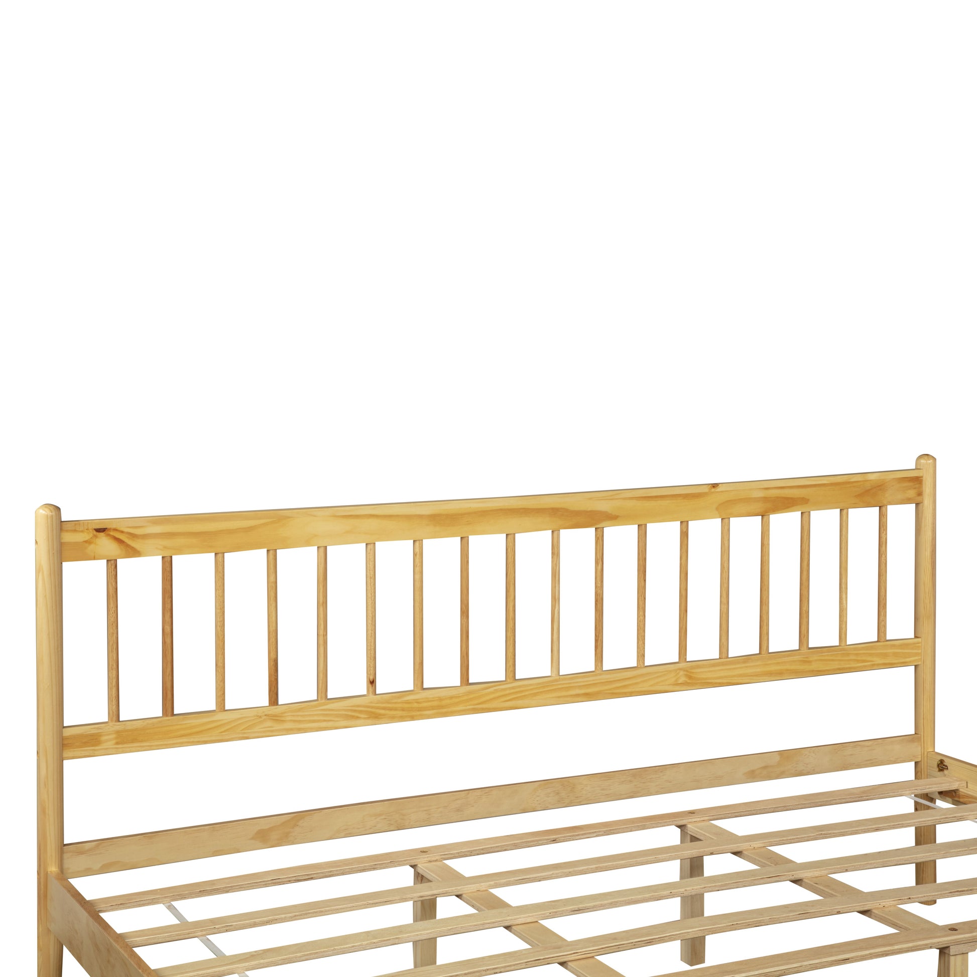 Traditional Style King Size Bed with Headboard and Footboard, Pinewood Bed with Strengthened Bed Frame,Natural image 10