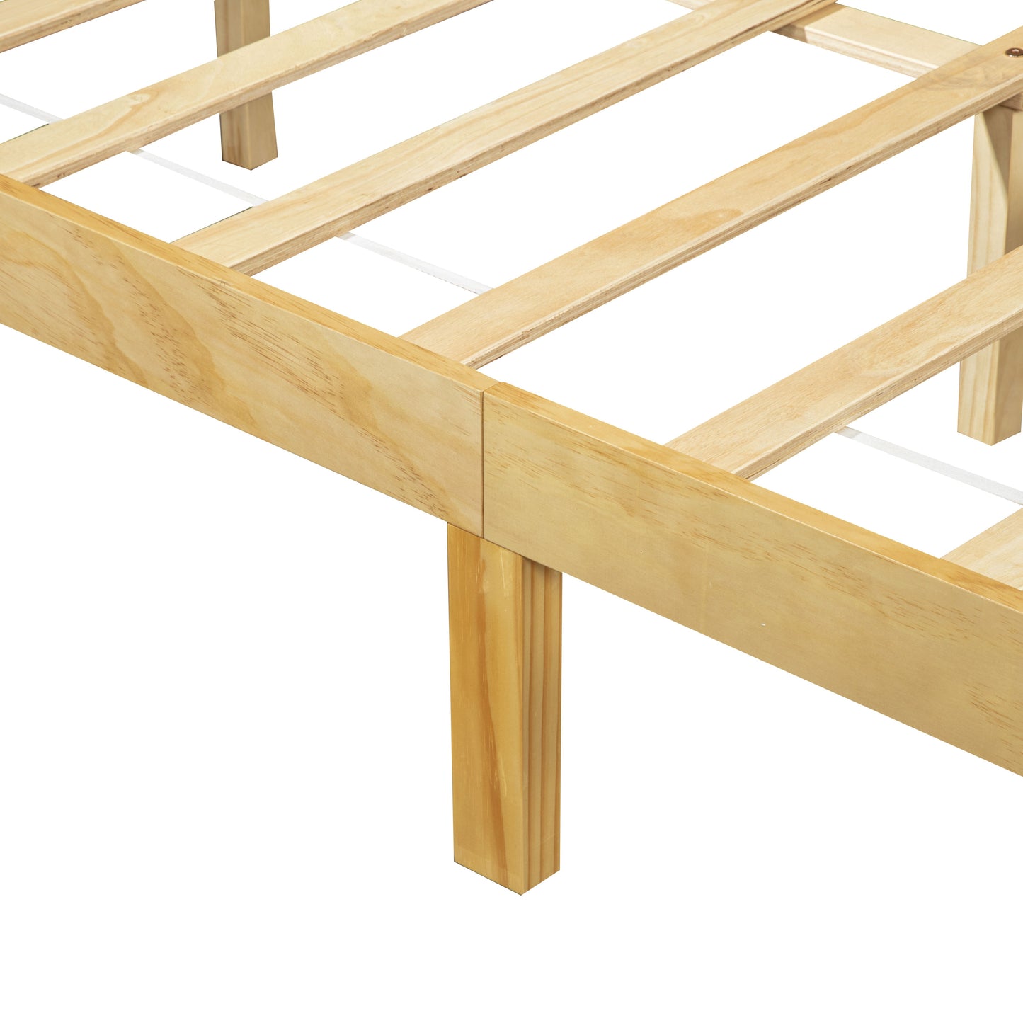 Traditional Style King Size Bed with Headboard and Footboard, Pinewood Bed with Strengthened Bed Frame,Natural image 11