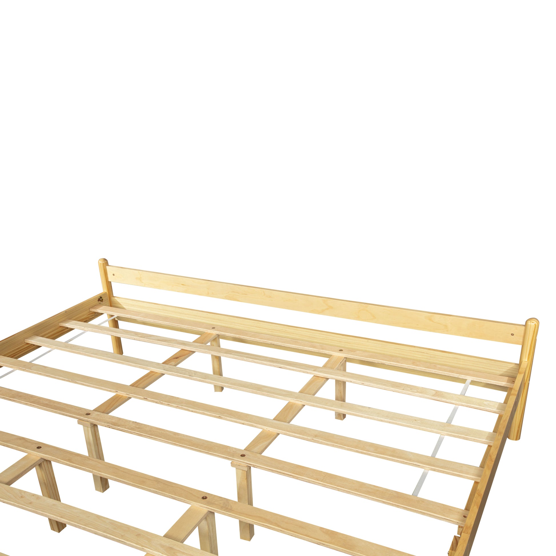 Traditional Style King Size Bed with Headboard and Footboard, Pinewood Bed with Strengthened Bed Frame,Natural image 2