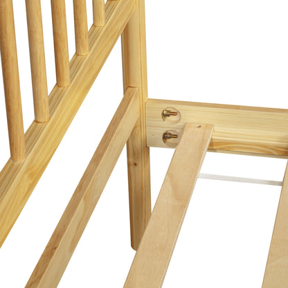 Traditional Style King Size Bed with Headboard and Footboard, Pinewood Bed with Strengthened Bed Frame,Natural image 7