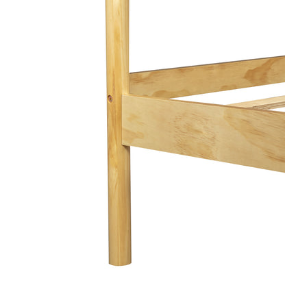 Traditional Style King Size Bed with Headboard and Footboard, Pinewood Bed with Strengthened Bed Frame,Natural image 9