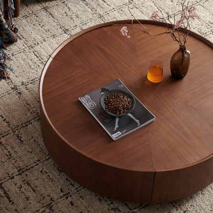 35.4-inch coffee tables, circular walnut design, suitable for living rooms, walnut material, suitable for bedrooms, living rooms, and offices image 10