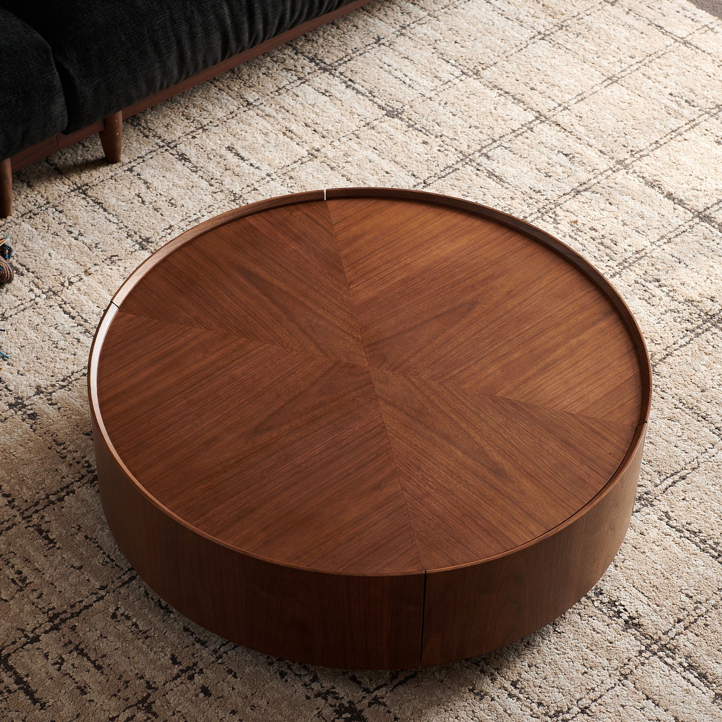 35.4-inch coffee tables, circular walnut design, suitable for living rooms, walnut material, suitable for bedrooms, living rooms, and offices image 3