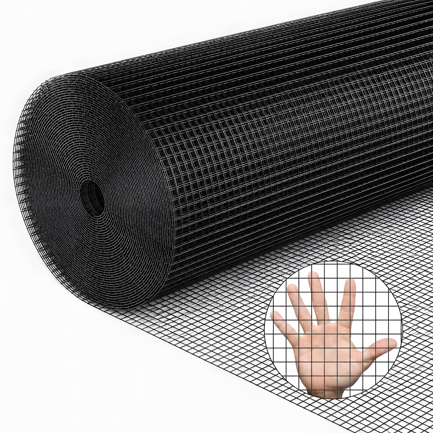 36in x 50ft black metal mesh, 1/2-inch welded chicken wire roll, garden plant fencing, suitable for chicken coops and home renovation image 1