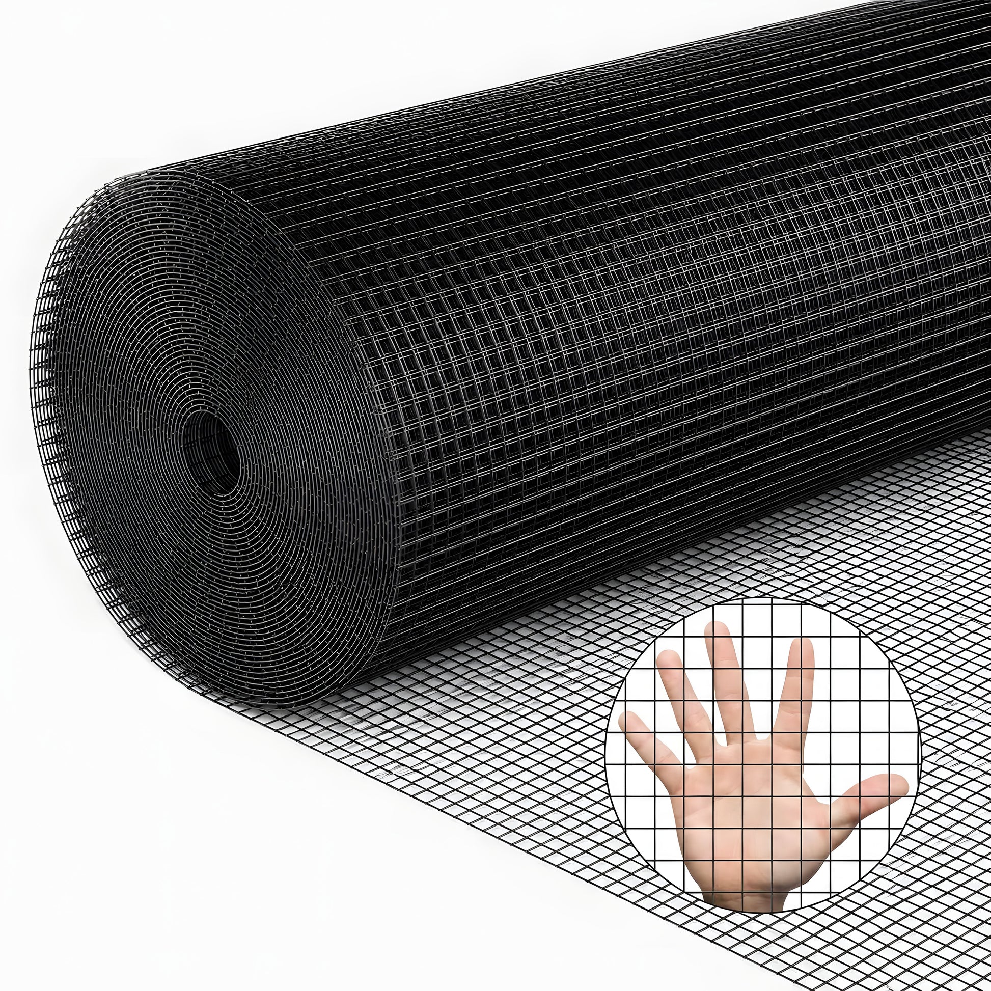 36in x 50ft black metal mesh, 1/2-inch welded chicken wire roll, garden plant fencing, suitable for chicken coops and home renovation image 1