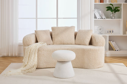 066-Teddy Fabric Soft-padded Footstool, Mushroom shaped Ottoman, Shoe-changing Stool, Makeup Stool,No Installation Required, Suitable For Bedrooms, Living Rooms, Powder Rooms Or Entrances, White image 11